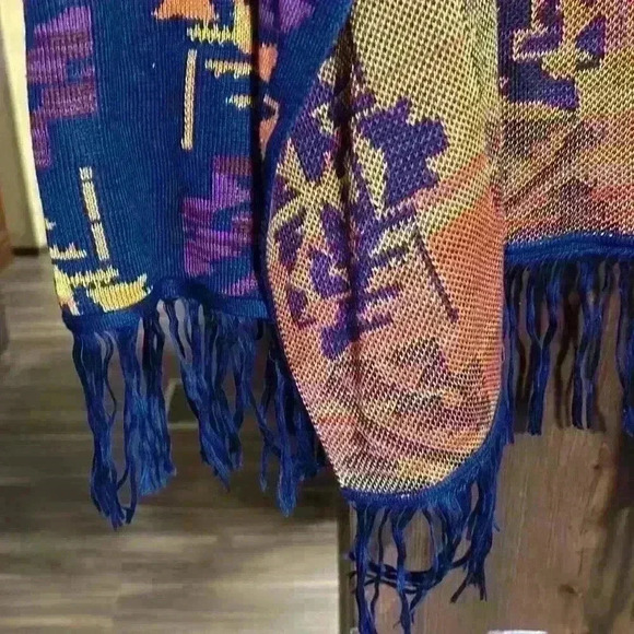 XL New no tags New Direction Weekend brand sweater duster vest "Aztecish" PRINT - Picture 3 of 7